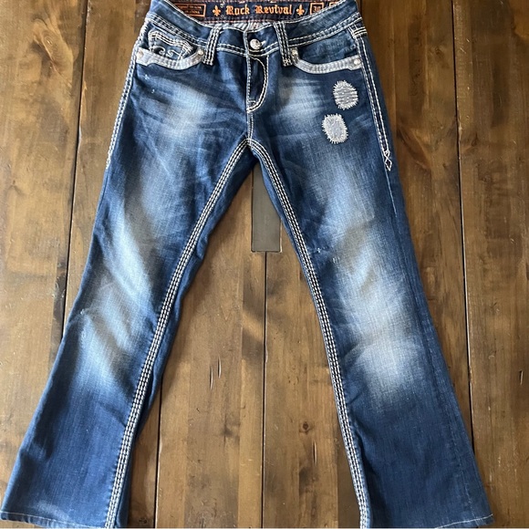 Rock Revival Alanis Boot Cut Woman’s Jeans Size 30 Denim Wash Embroidered - Picture 12 of 16